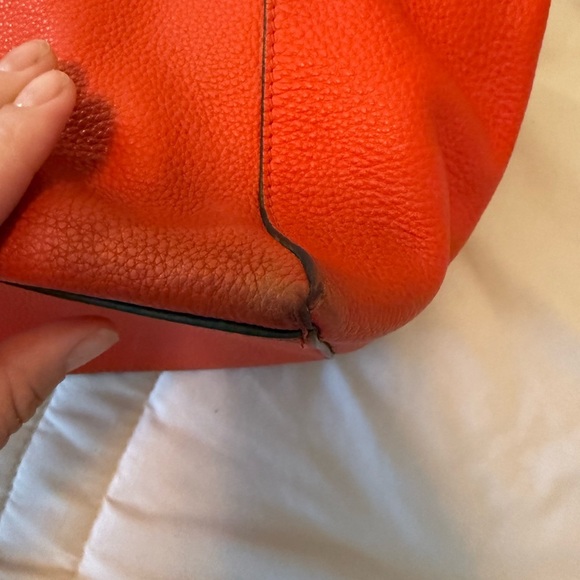 Tory Burch Red/Orange Shoulder Bag with Embossed Logo - Picture 10 of 16